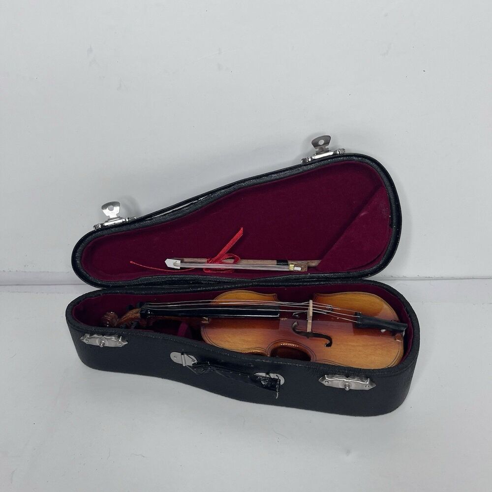 Wooden Miniature Cello Exact Replica With Strings Bow & Case